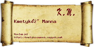 Kmetykó Manna névjegykártya